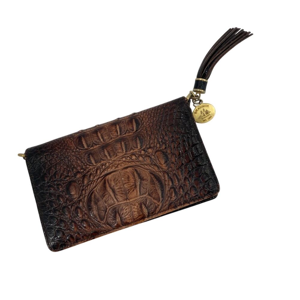 Brahmin Brown exotic leather bifold wallet